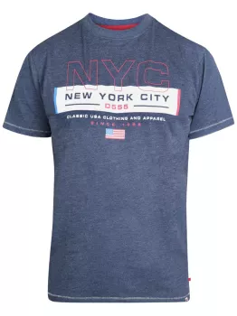 T-shirt D555 NYC mélange de bleu style urbain-5XL