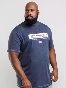 T-shirt D555 NYC mélange de bleu style urbain-5XL