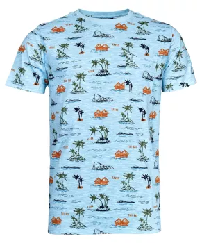 T-shirt Replika bleu clair Hawaii manches courtes