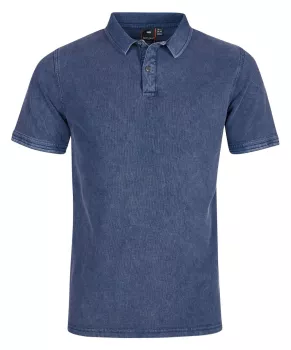 Polo délavé manches courtes bleu denim