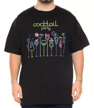 T-shirt noir Cocktail Party imprimé festif