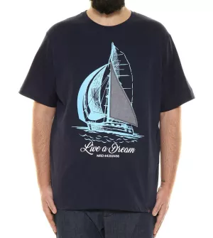 T-shirt nautique bleu marine Live a Dream