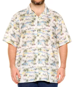 Chemise hawaïenne blanc-cassé à motif plage