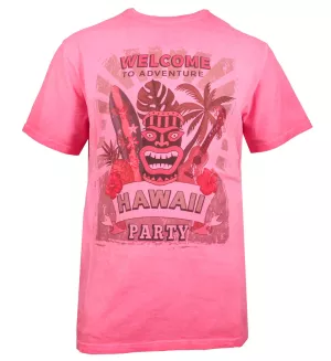 T-shirt manche courte Rouge Corail délavé de 3XL à 6XL- Hawaii Party-3XL