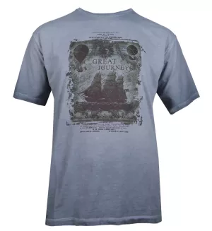 T-shirt nautique délavé bleu denim Great Journeys