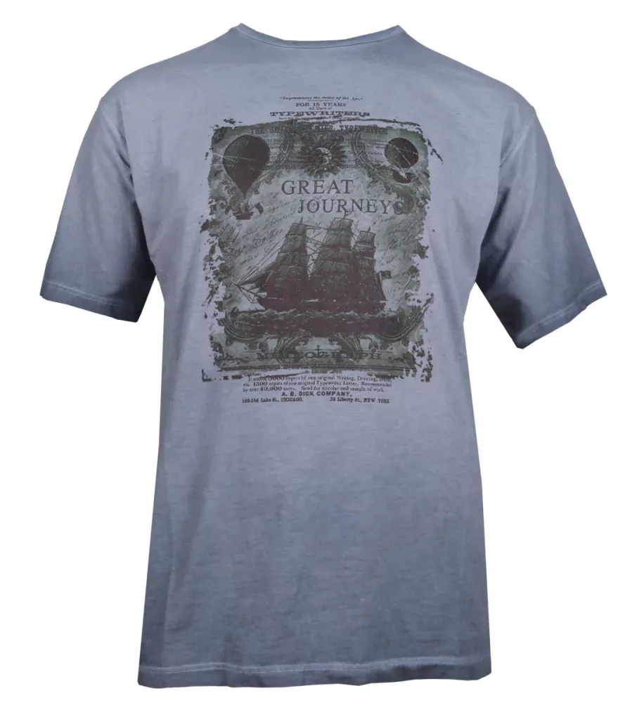 T-shirt manche courte bleu denim délavé de 3XL à 8XL - Great Journeys-3XL