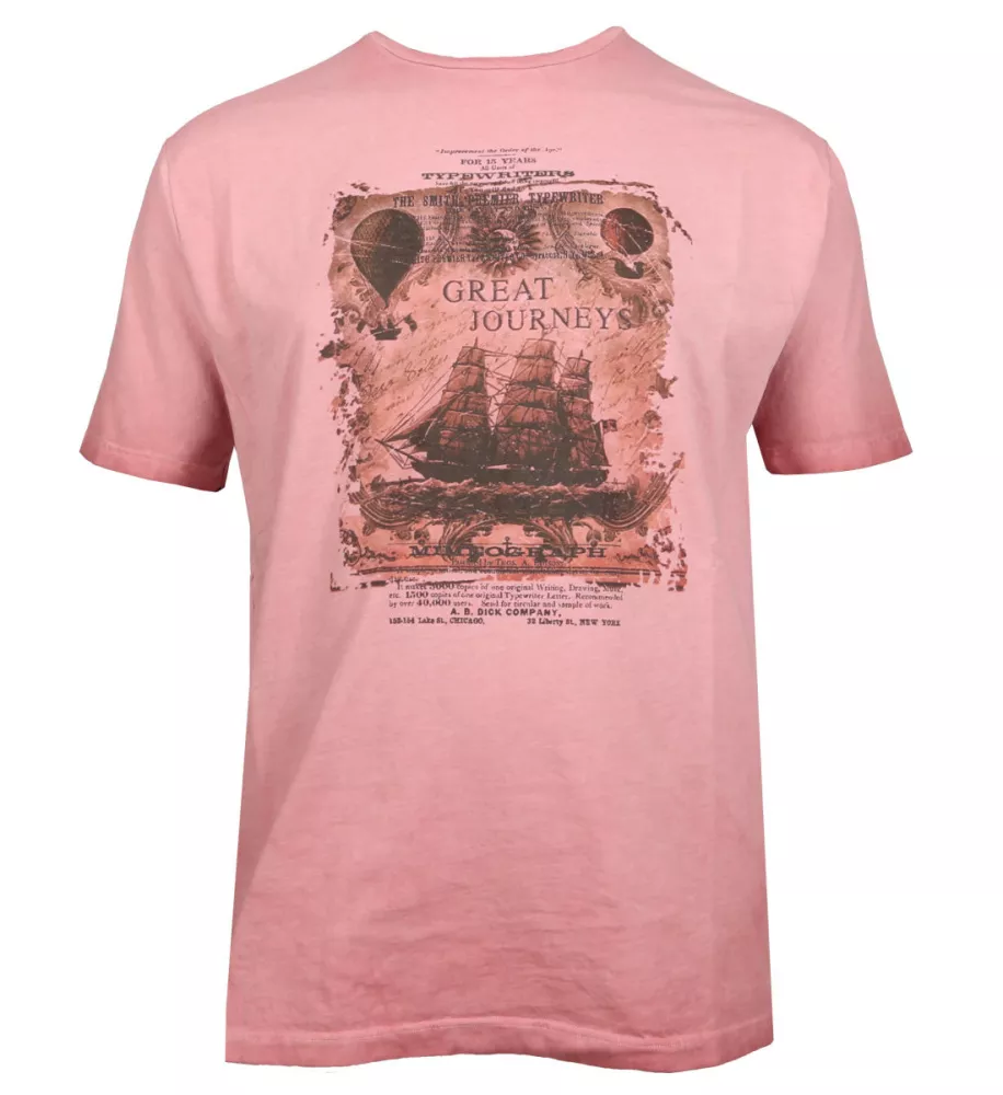 T-shirt manche courte Rouge Corail délavé de 3XL à 8XL - Great Journeys-3XL