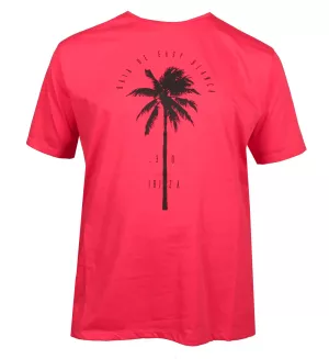 T-shirt Ibiza Rouge Corail motif palmier été