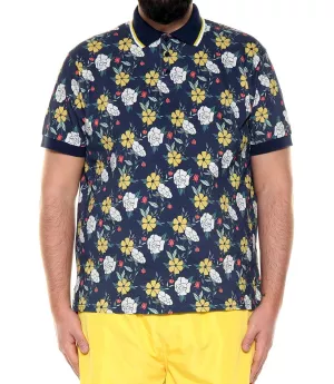 Polo fleuri bleu marine look estival et confort