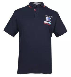 Polo piqué bleu marine Saint Tropez manches courtes