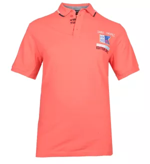 Polo piqué Rouge Corail Saint Tropez manches courtes