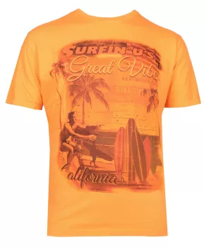 T-shirt Surfin US orange motif rétro