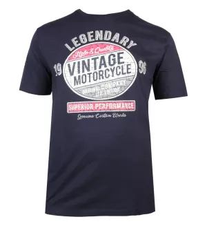 T-shirt vintage motorcycle bleu marine style rétro