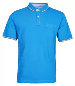 Polo grande taille bleu victoire col contrasté-3XL