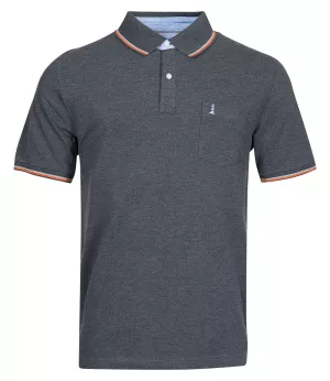 Polo grande taille Mélange de gris foncé col contrasté-5XL