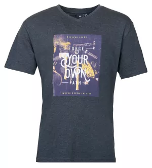 T-shirt col V Mélange de gris foncé motif Forge 