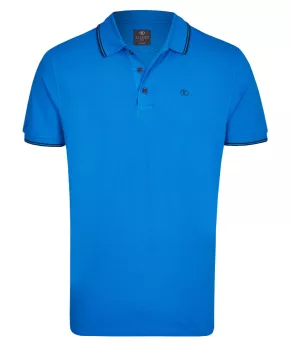 Polo manches courtes bleu col contrasté