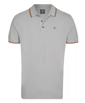 Polo manches courtes gris clair col contrasté