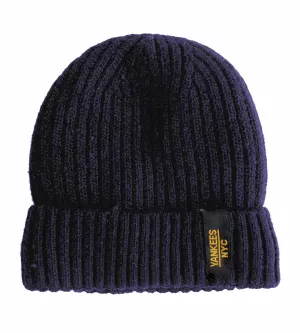 Bonnet hiver bleu marine doublé NYC Yankee chaud et tendance--