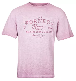 T-shirt vintage The Workers Hands Carmin délavé 