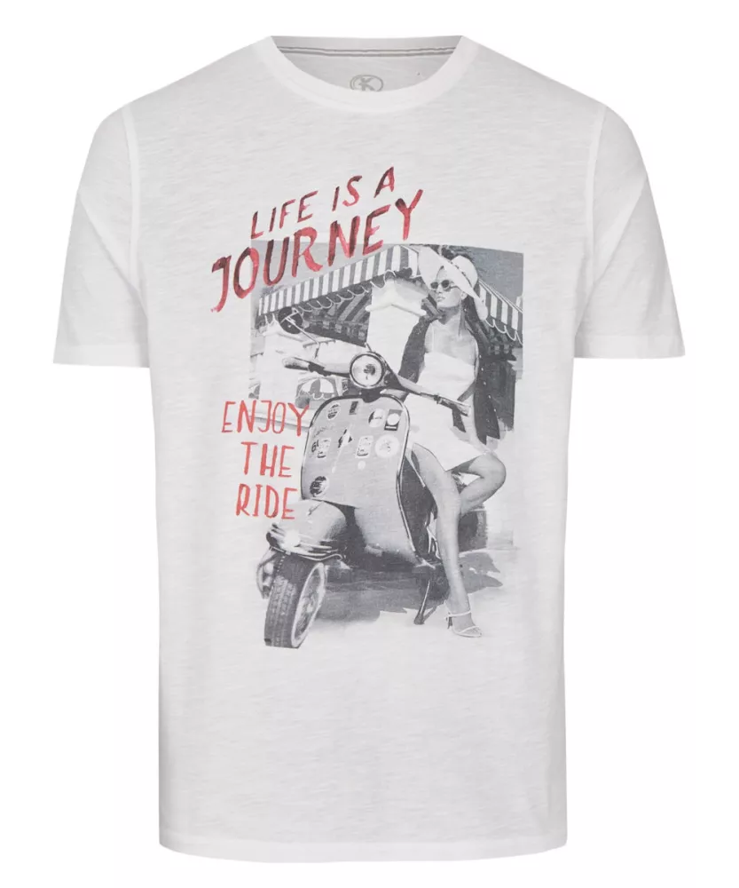 T-shirt imprimé Life Journey blanc-4XL