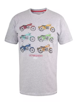 T-shirt moto Custom Classic gris chiné D555