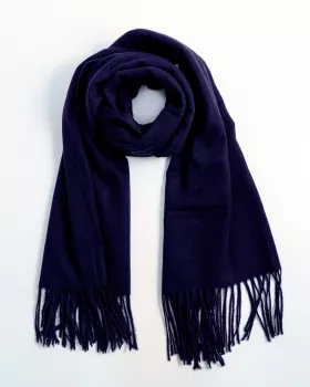 Echarpe large type châle cashmere bleu marine