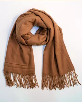 Echarpe large type châle cashmere Caramel