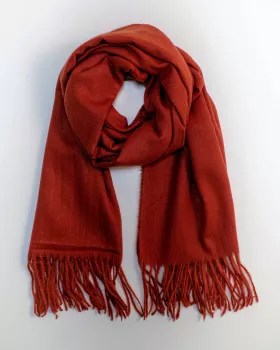 Echarpe large type châle cashmere rouille--