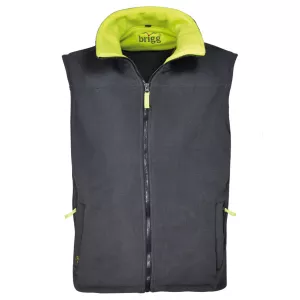 Polaire zippé sans manche Jaune Fluo et Gris foncé