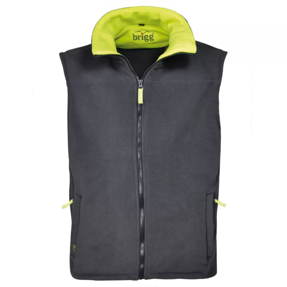 Polaire zippé sans manche Jaune Fluo et Gris foncé-4XL
