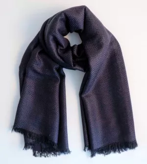Echarpe large type châle bleu marine