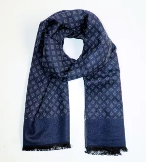 Echarpe légère bleue taille 30x180cm motif losanges