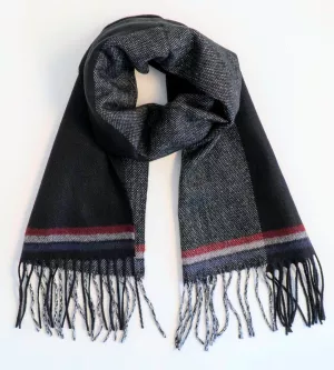 Echarpe noir avec des lignes rouge-blanc-bleu sur les bords--