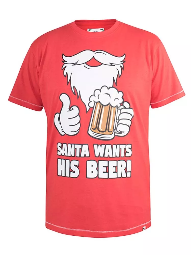 T-shirt Noël humour Duke rouge Santa bière-3XL