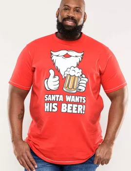 T-shirt Noël humour Duke rouge Santa bière-4XL