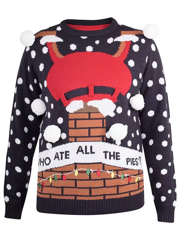 Pull bleu marine Noël Père Noël coincé-2XL