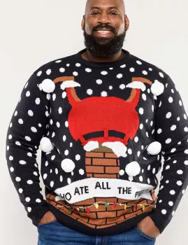 Pull bleu marine Noël Père Noël coincé-4XL