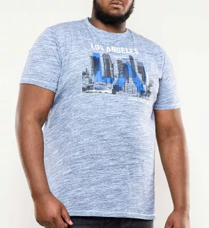 T-shirt D555 imprimé Los Angeles Mélange de bleu -5XL