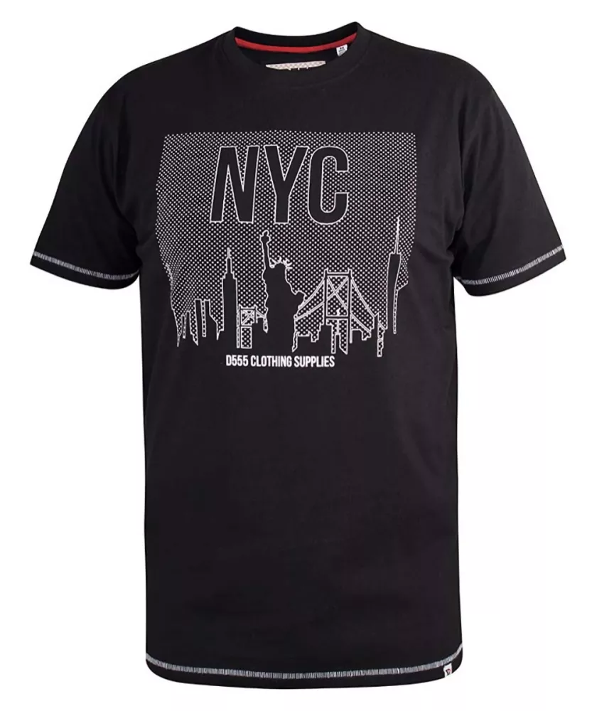 T-shirt D555 NYC noir imprimé urbain-4XL