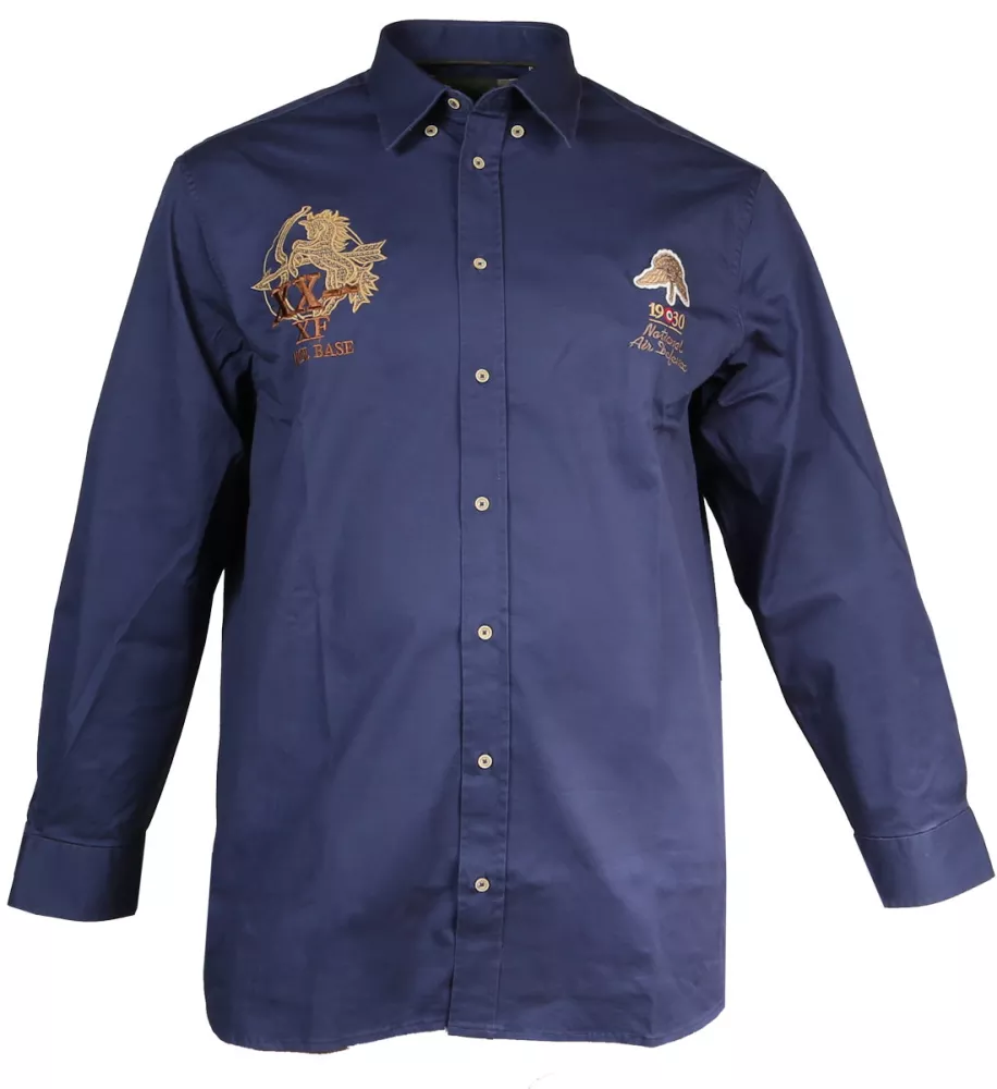 Chemise manche longue brodée bleu denim de 3XL à 8XL-4XL