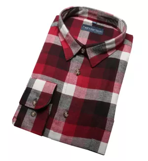 Chemise à carreaux bordeaux flanelle manches longues