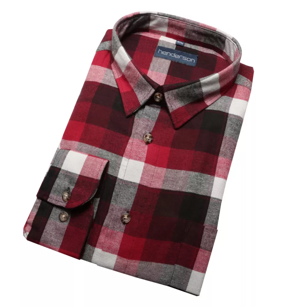 Chemise manche longue flanelle carreaux bordeaux de 2XL à 5XL-2XL