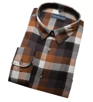 Chemise à carreaux tabac flanelle manches longues