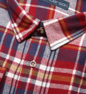 Chemise flanelle à carreaux bordeaux orange marine -4XL