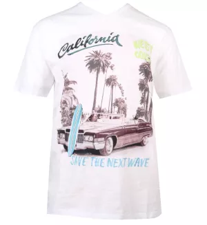 T-shirt California col V blanc-6XL