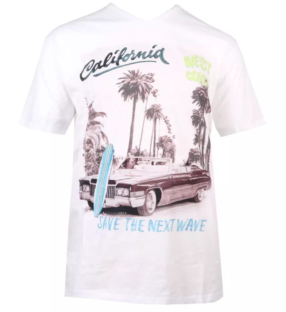 T-shirt California col V blanc-3XL