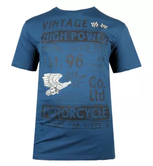 T-shirt vintage moto bleu Poseidon High Power