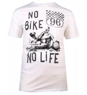 T-shirt biker blanc imprimé No Bike No Life