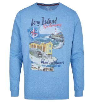 T-shirt manches longues bleu cobalt clair Long Island